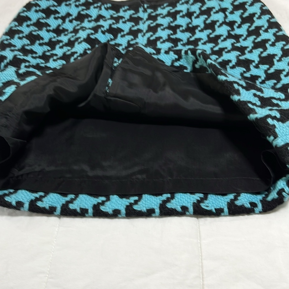 Carlisle Wool Cashmere Houndstooth Pencil Skirt 6 Blue Black Career Chic Lined - Picture 7 of 7